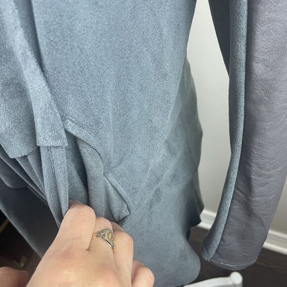 Anthropologie BlankNYC Size Small Gray Draped Faux Suede And Zip Leather Jacket - Picture 5 of 12